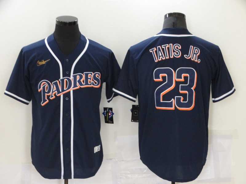 Padres 23 Fernando Tatis Jr. Navy Nike Throwback Cool Base Jersey,We sell and wholesale Padres 23 Fernando Tatis Jr. Navy Nike Throwback Cool Base Jersey on line form chian!